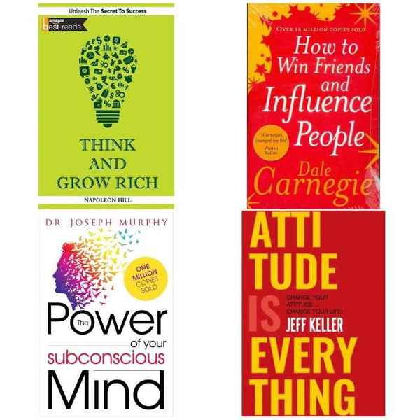 4 Book set ( Think and grow rich , How to win friends and influence people ,subconscious mind , Attitude is everything )