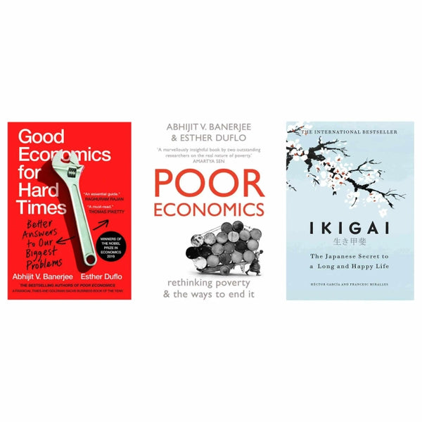 3 book set ( Good economics for hard times , Poor economics , Ikigai )