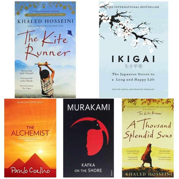 5 book set ( The kite runner , Ikigai , The alchemist , Kafka on the shore, Thousand splendid sun )