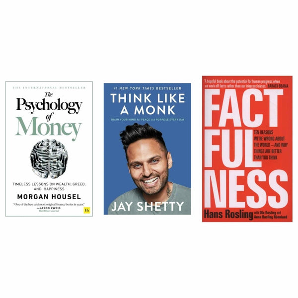 3 Book set ( Psychology of money , Think like monk , Factfulness )