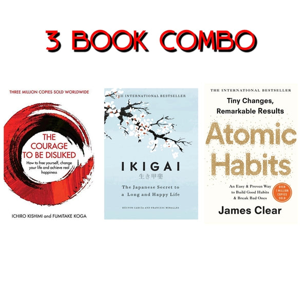 3 Book combo Atomic Habits, Ikigai and The courage to be Disliked