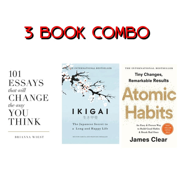 3 book combo  Atomic Habits, Ikigai and 101 essays  that will change the way you think