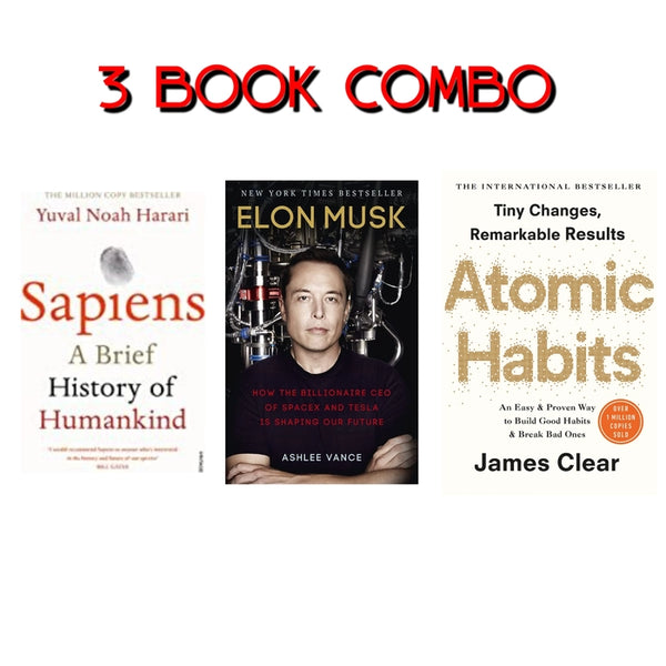 3 book set Atomic Habits , Sapiens and Elon Musk