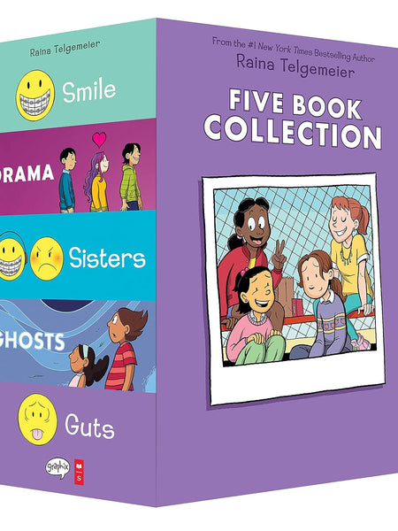 Raina Telgemeier Collection Box Set (Smile, Drama, Sisters, Ghosts, Guts)