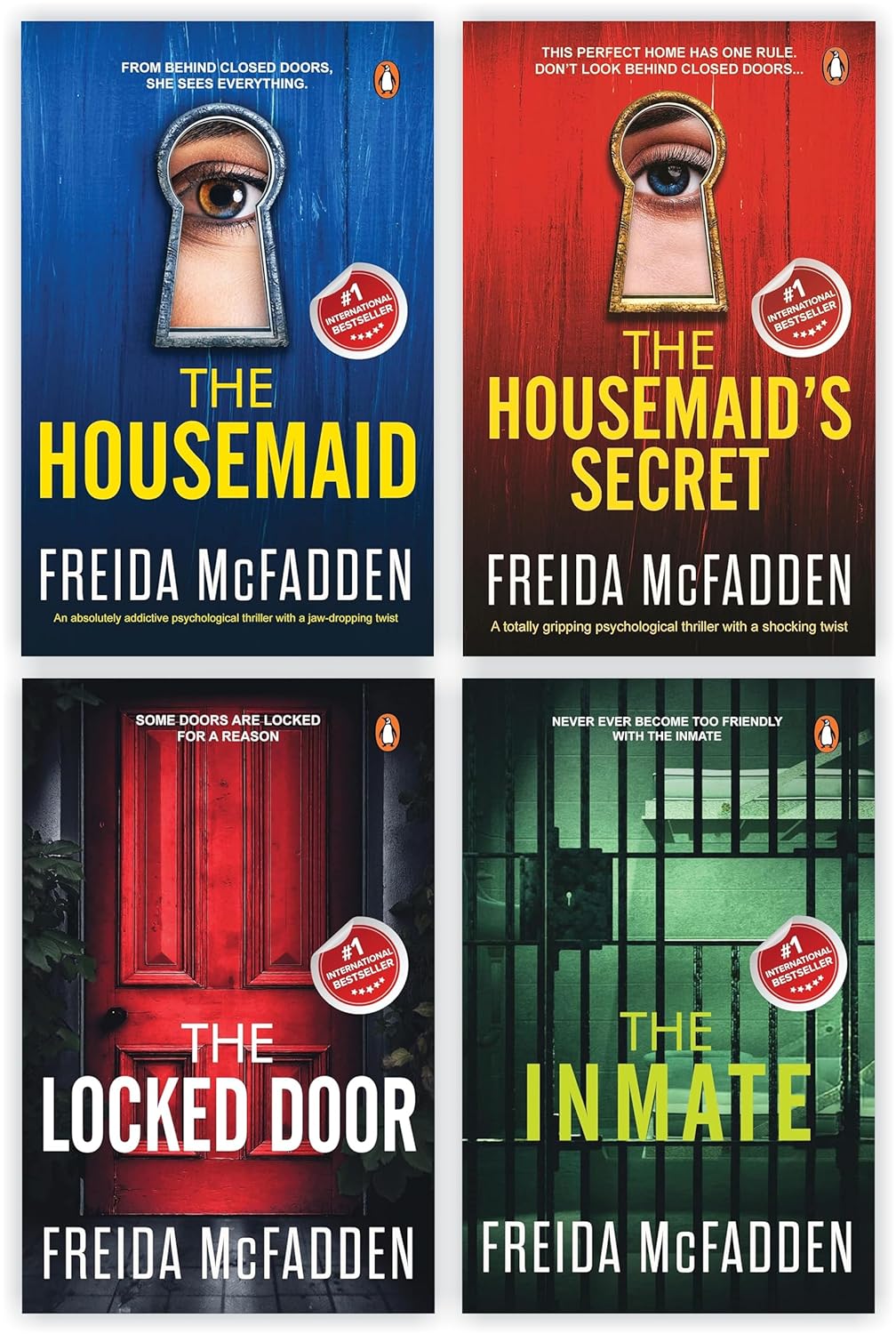 By Freida McFadden 4 Books Collection set: The Housemaid, The Housemaid's Secret, The Locked Door & The Inmate