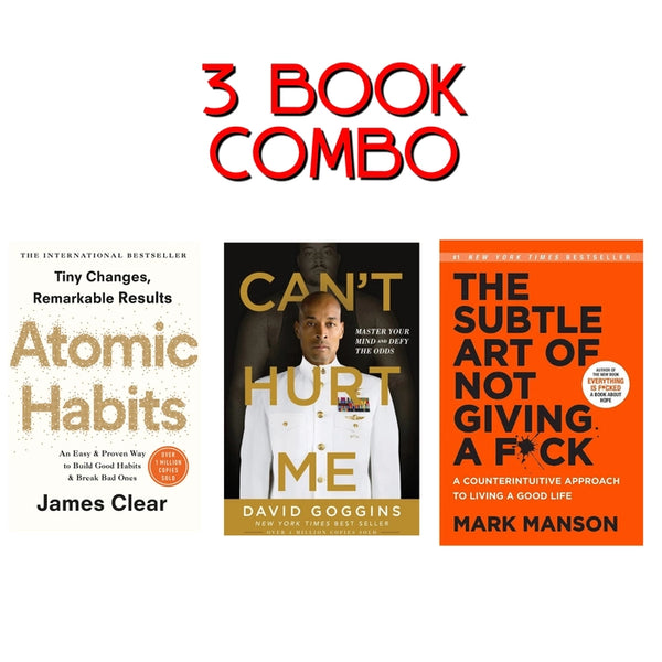 3 book combo Can't hurt me , the Subtle art of not giving a fuck and Atomic Habits