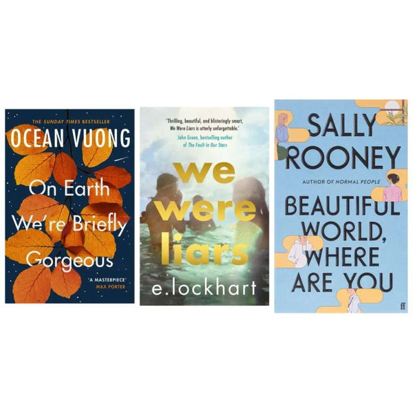 3 books set Combo On Earth We're Briefly Gorgeous, Beautiful World, Where Are You, We Were Liars