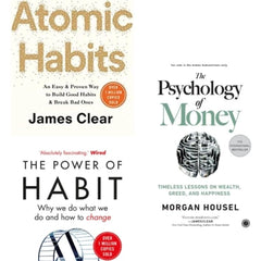 3 Books Set Collection Atomic Habits + The Psychology of Money + The Power of Habit