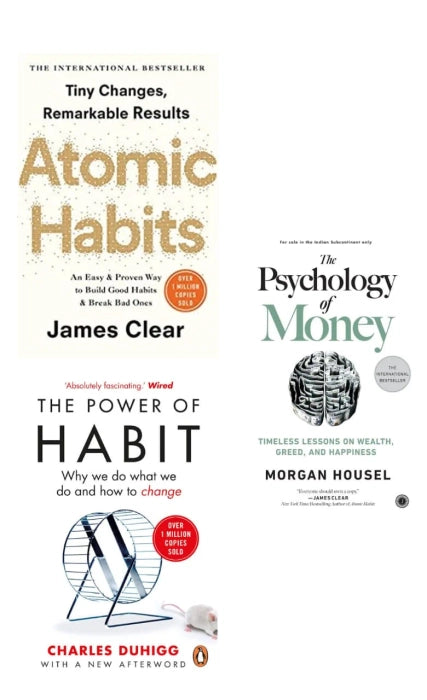 3 Books Set Collection Atomic Habits + The Psychology of Money + The Power of Habit