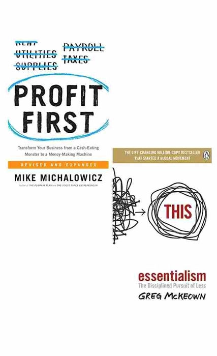 2 Book Set Collection Profit First + Essentialism