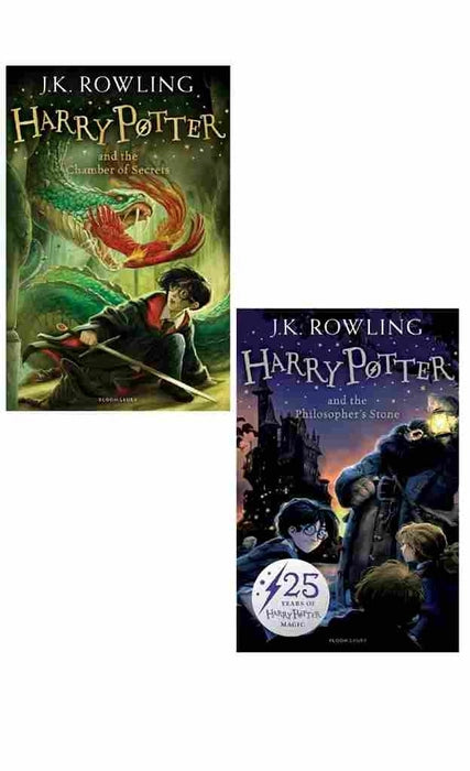 2 Book Set Collection Harry Potter and the Chamber of Secrets + Harry Potter and the Philosopher's Stone