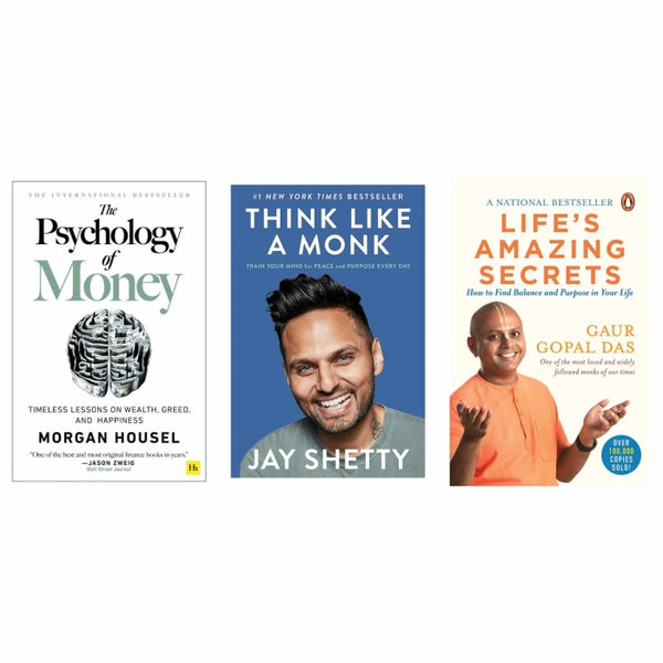 3 book set ( Psychology of money , Think like monk , Life's amazing secrets )