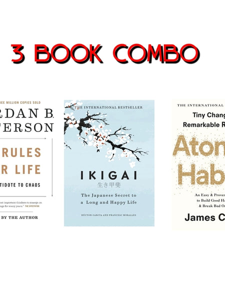 3 Book combo Atomic habits, Ikigai and 12 Rules for life