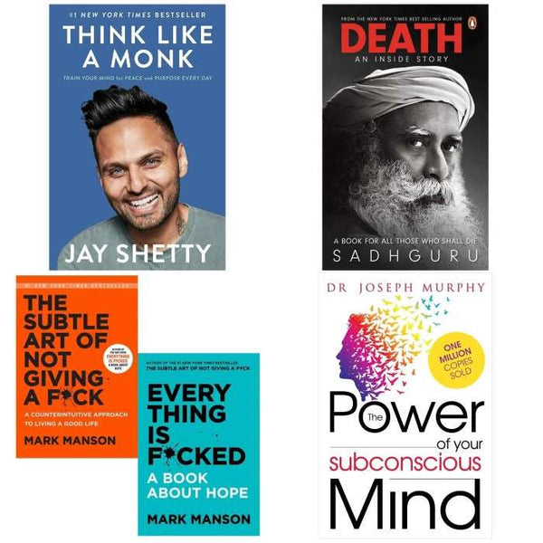 5 book set ( Think like a monk , Death , The subtle art of not giving Fuck , Everything is fucked , The power of subconscious mind)