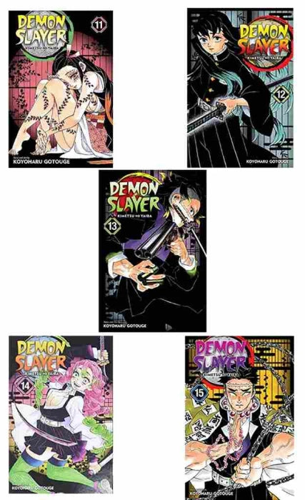 5 Book Set Demon Slayer Manga Collection (Volumes 11-15, Paperback English)