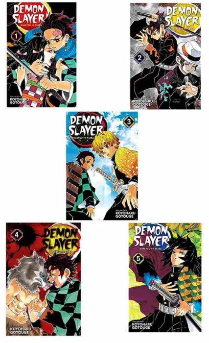 5 Books Set Demon Slayer Manga Collection (Volumes 1-5, Paperback English)