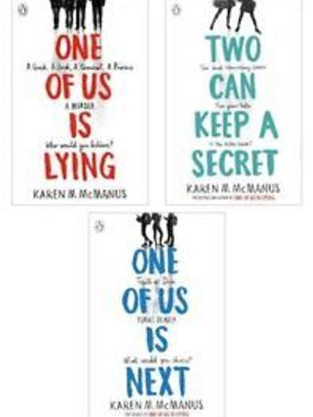 3 book set by Karen M Mcmanus one of us is nex one of us is lying Two can keep secret