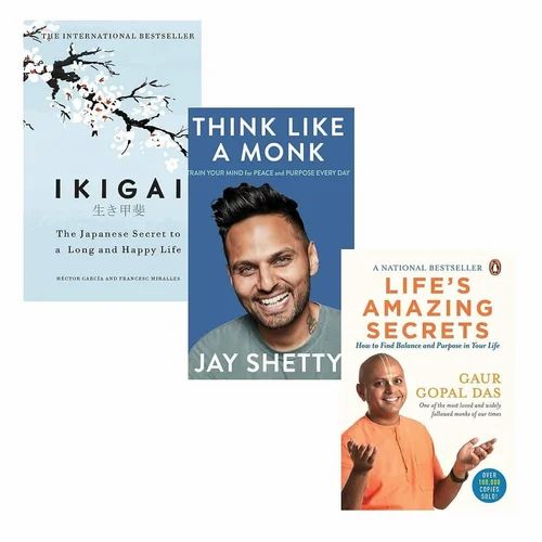 3 book set ( Think like a monk , Ikigai , Life's amazing secrets )