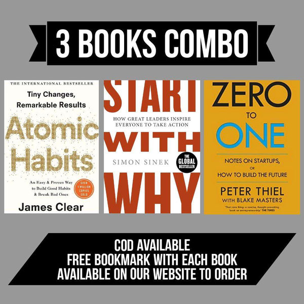 3 book combo Atomic Habits, Start with why and Zero to one