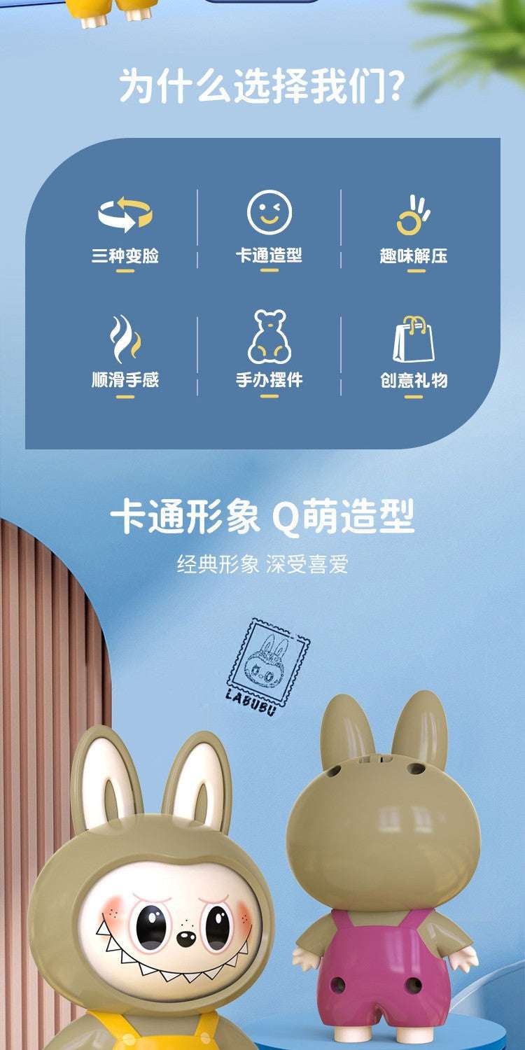 Labubu Pendant Trendy Play Rotating Face Changing Decompression Toys Keychains