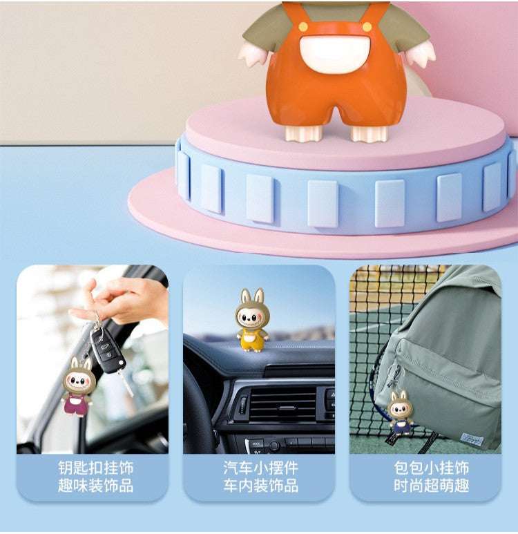Labubu Pendant Trendy Play Rotating Face Changing Decompression Toys Keychains