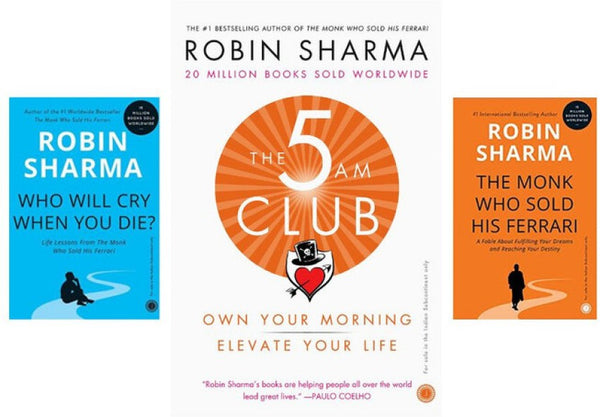 3 Books Set Collection The monk who sold Ferrari + The 5 AM Club + Who will cry when you die